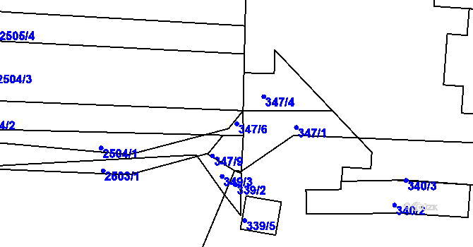 Parcela st. 347/6 v KÚ Koryčany, Katastrální mapa