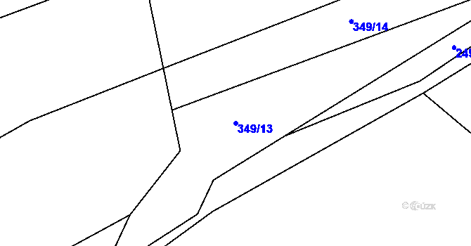 Parcela st. 349/13 v KÚ Koryčany, Katastrální mapa