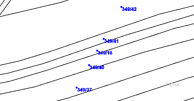 Parcela st. 349/16 v KÚ Koryčany, Katastrální mapa