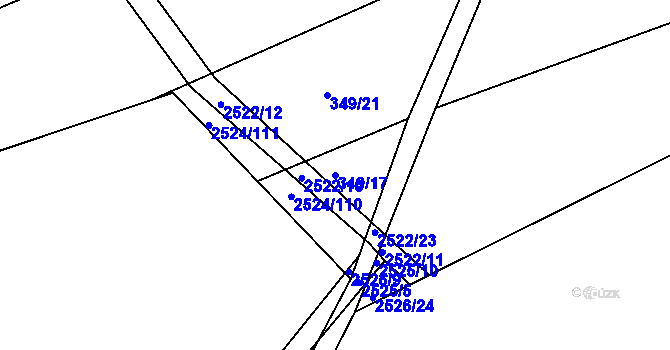 Parcela st. 349/17 v KÚ Koryčany, Katastrální mapa