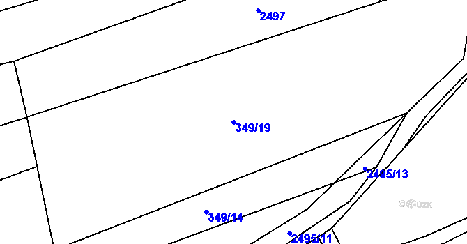 Parcela st. 349/19 v KÚ Koryčany, Katastrální mapa