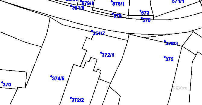 Parcela st. 372/1 v KÚ Koryčany, Katastrální mapa
