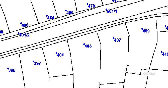 Parcela st. 403 v KÚ Koryčany, Katastrální mapa