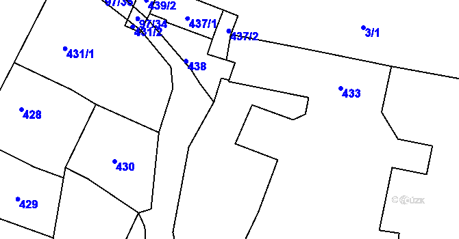 Parcela st. 436 v KÚ Koryčany, Katastrální mapa