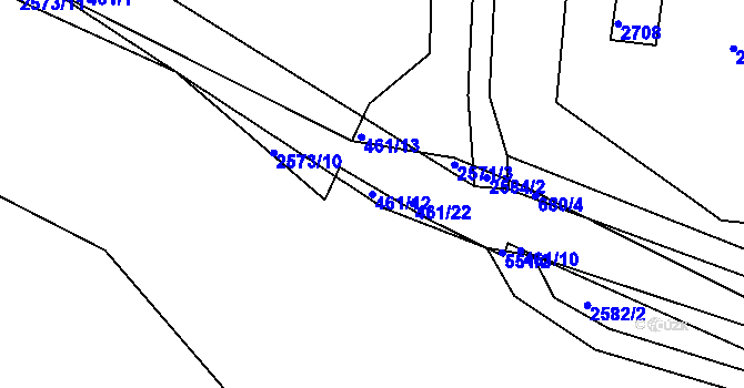 Parcela st. 461/12 v KÚ Koryčany, Katastrální mapa