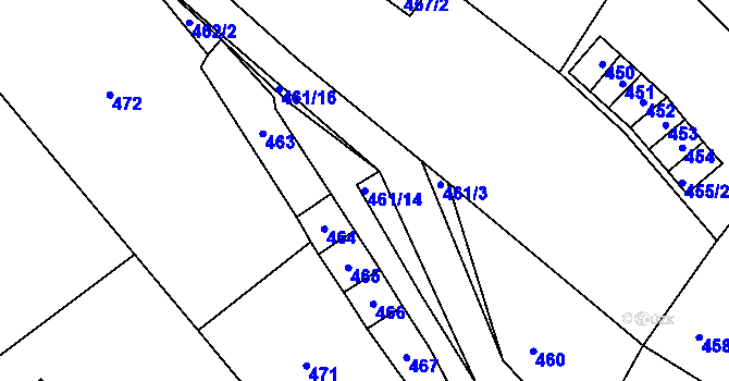 Parcela st. 461/14 v KÚ Koryčany, Katastrální mapa