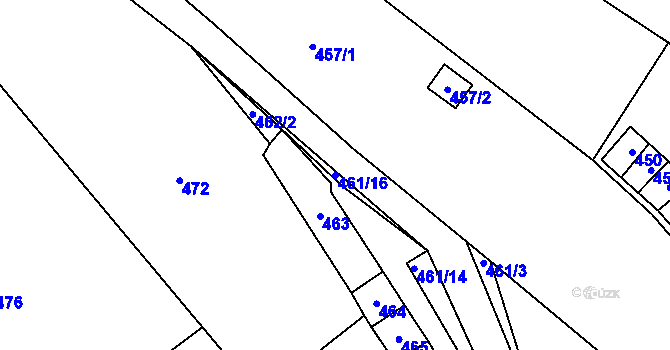 Parcela st. 461/16 v KÚ Koryčany, Katastrální mapa