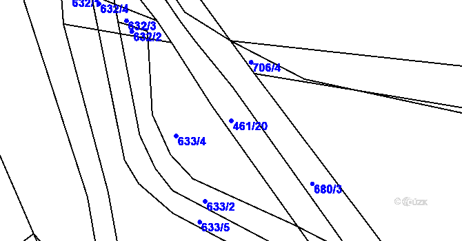 Parcela st. 461/20 v KÚ Koryčany, Katastrální mapa
