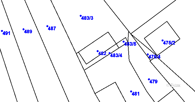 Parcela st. 482 v KÚ Koryčany, Katastrální mapa