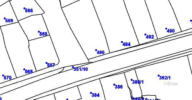 Parcela st. 496 v KÚ Koryčany, Katastrální mapa