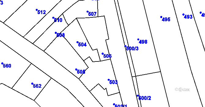 Parcela st. 506 v KÚ Koryčany, Katastrální mapa