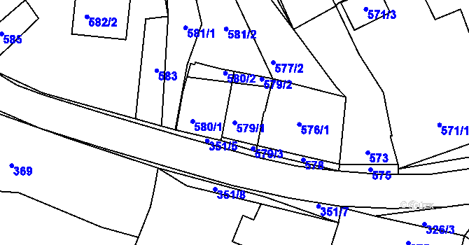 Parcela st. 579/1 v KÚ Koryčany, Katastrální mapa