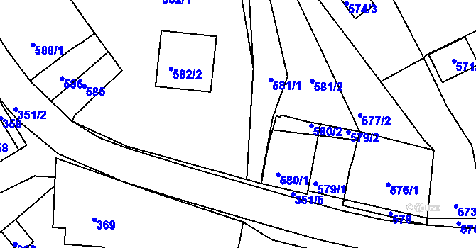 Parcela st. 583 v KÚ Koryčany, Katastrální mapa