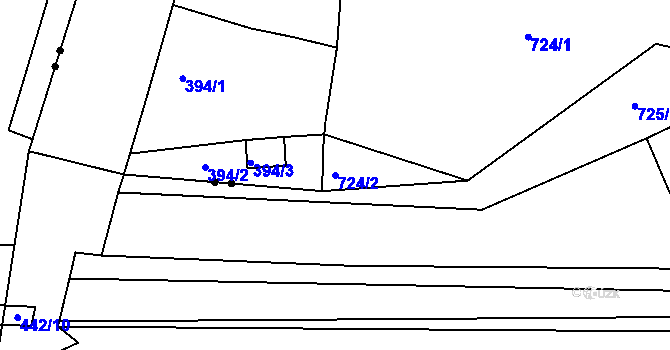 Parcela st. 724/2 v KÚ Koryčany, Katastrální mapa