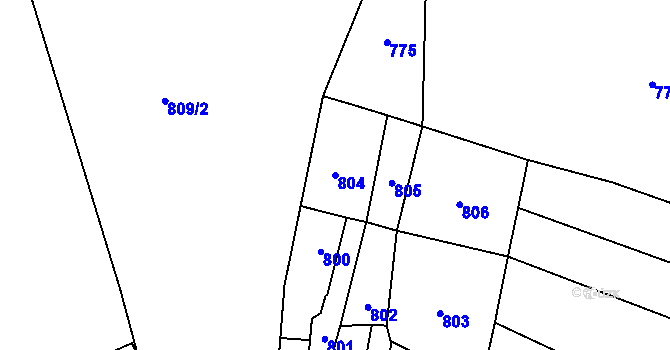 Parcela st. 804 v KÚ Koryčany, Katastrální mapa