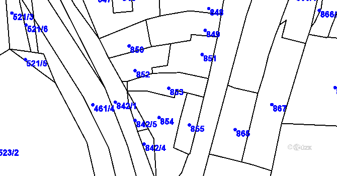 Parcela st. 853 v KÚ Koryčany, Katastrální mapa