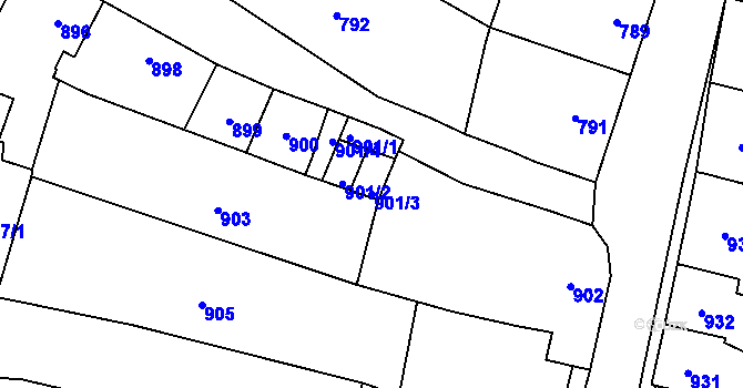 Parcela st. 901/3 v KÚ Koryčany, Katastrální mapa