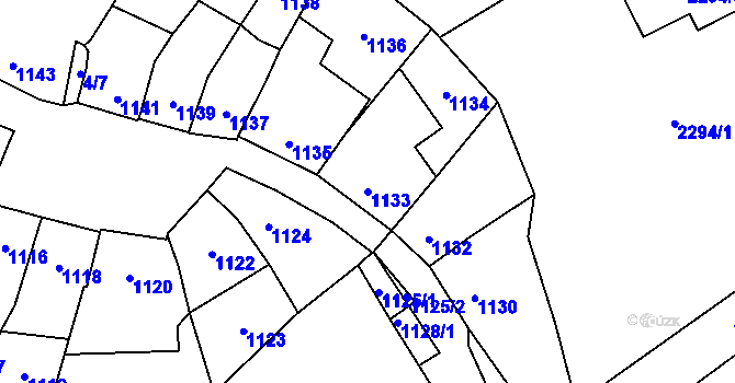 Parcela st. 1133 v KÚ Koryčany, Katastrální mapa