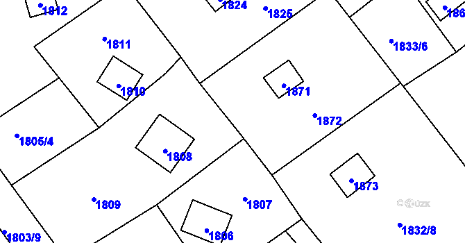 Parcela st. 1822/18 v KÚ Koryčany, Katastrální mapa