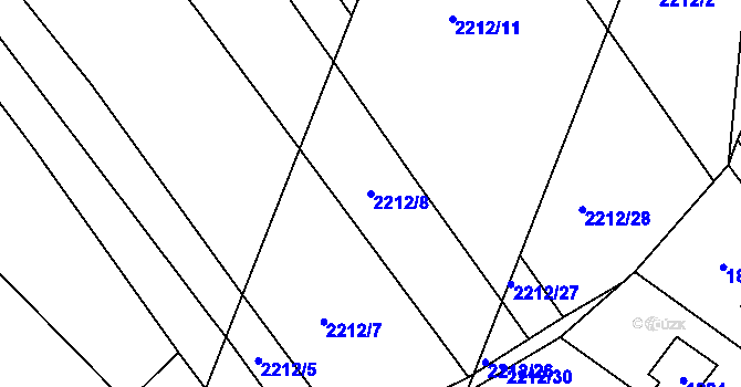 Parcela st. 2212/8 v KÚ Koryčany, Katastrální mapa