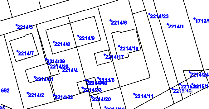 Parcela st. 2214/17 v KÚ Koryčany, Katastrální mapa