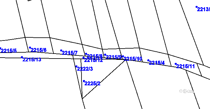 Parcela st. 2215/9 v KÚ Koryčany, Katastrální mapa