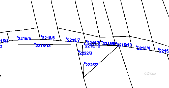 Parcela st. 2215/12 v KÚ Koryčany, Katastrální mapa