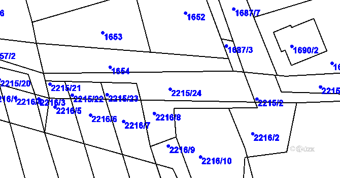 Parcela st. 2215/24 v KÚ Koryčany, Katastrální mapa