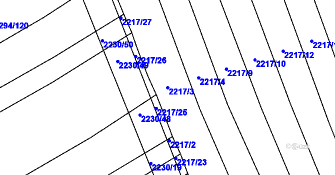 Parcela st. 2217/3 v KÚ Koryčany, Katastrální mapa