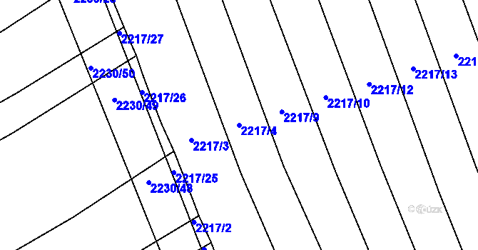 Parcela st. 2217/4 v KÚ Koryčany, Katastrální mapa