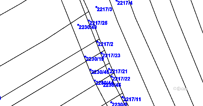 Parcela st. 2217/23 v KÚ Koryčany, Katastrální mapa