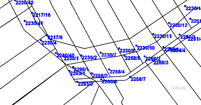 Parcela st. 2230/7 v KÚ Koryčany, Katastrální mapa
