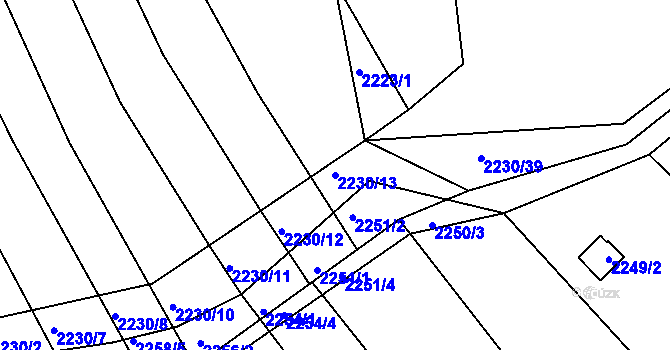 Parcela st. 2230/13 v KÚ Koryčany, Katastrální mapa