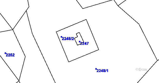 Parcela st. 2247 v KÚ Koryčany, Katastrální mapa