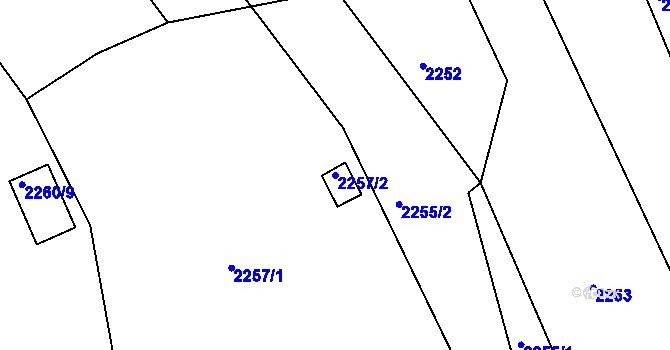 Parcela st. 2257/2 v KÚ Koryčany, Katastrální mapa