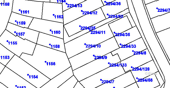 Parcela st. 2294/10 v KÚ Koryčany, Katastrální mapa