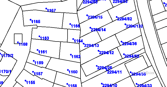 Parcela st. 2294/13 v KÚ Koryčany, Katastrální mapa