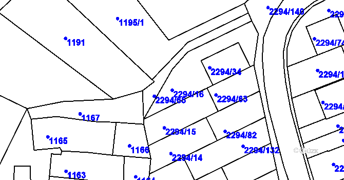 Parcela st. 2294/16 v KÚ Koryčany, Katastrální mapa