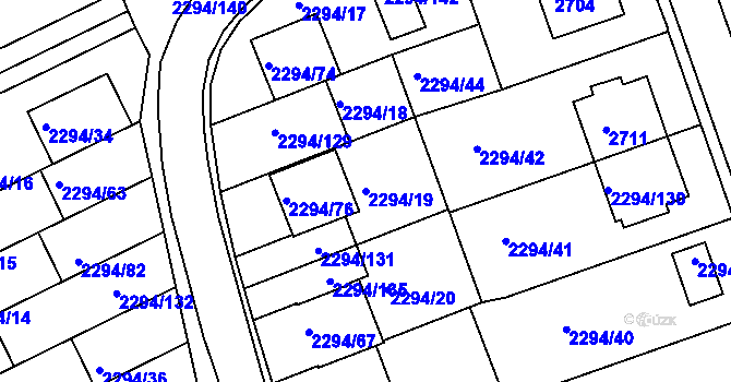 Parcela st. 2294/19 v KÚ Koryčany, Katastrální mapa