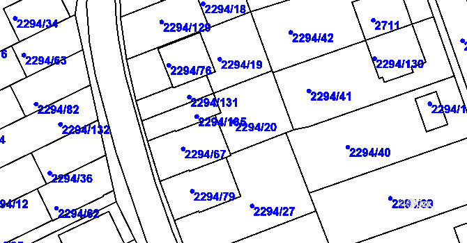 Parcela st. 2294/20 v KÚ Koryčany, Katastrální mapa