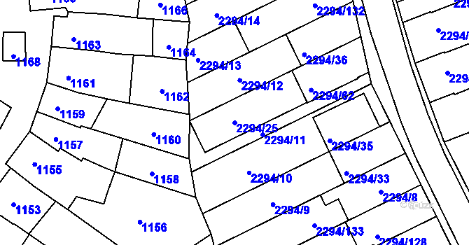 Parcela st. 2294/25 v KÚ Koryčany, Katastrální mapa