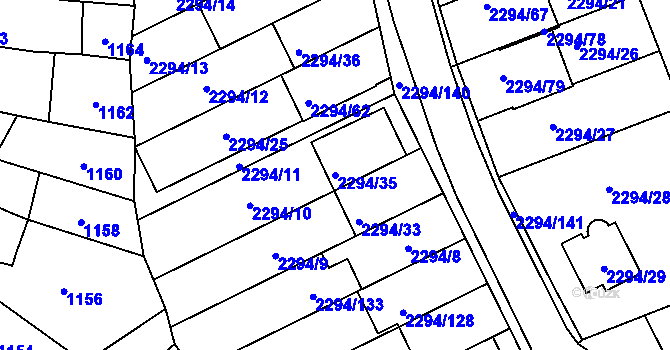 Parcela st. 2294/35 v KÚ Koryčany, Katastrální mapa