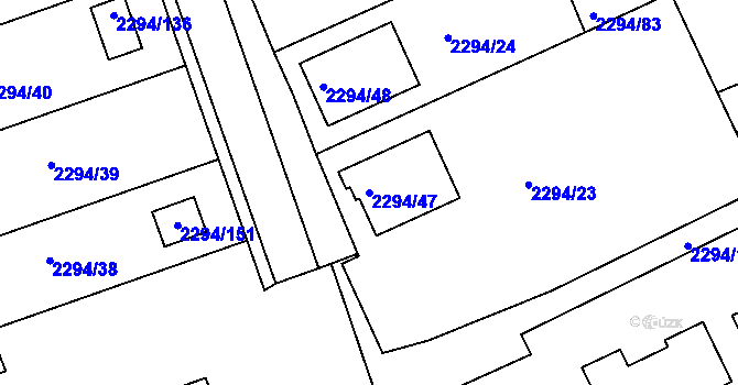 Parcela st. 2294/47 v KÚ Koryčany, Katastrální mapa