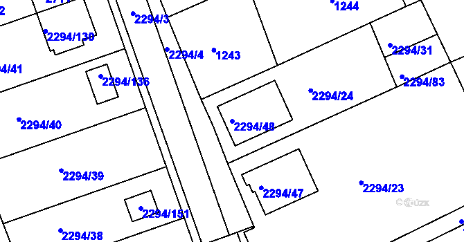 Parcela st. 2294/48 v KÚ Koryčany, Katastrální mapa