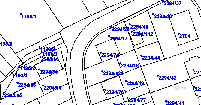 Parcela st. 2294/74 v KÚ Koryčany, Katastrální mapa
