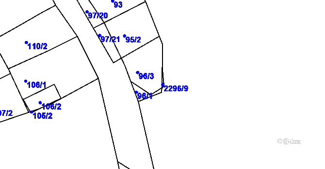 Parcela st. 2296/9 v KÚ Koryčany, Katastrální mapa