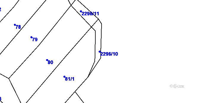 Parcela st. 2296/10 v KÚ Koryčany, Katastrální mapa