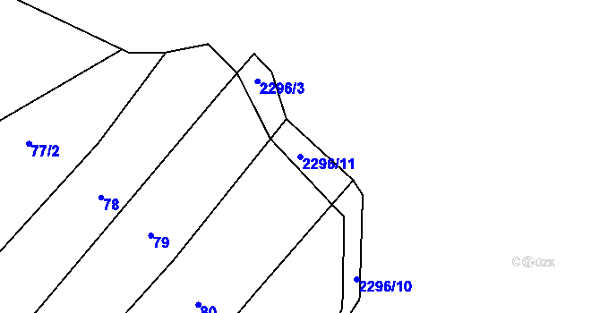 Parcela st. 2296/11 v KÚ Koryčany, Katastrální mapa