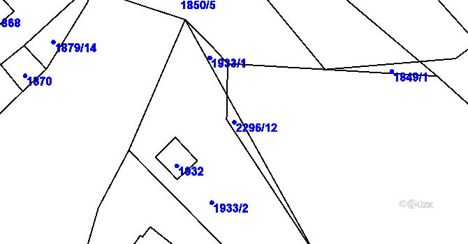 Parcela st. 2296/12 v KÚ Koryčany, Katastrální mapa
