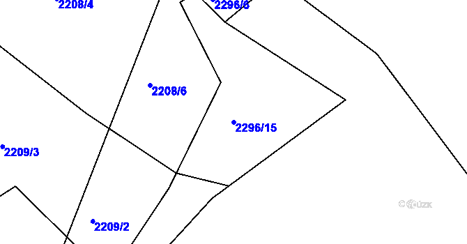 Parcela st. 2296/15 v KÚ Koryčany, Katastrální mapa